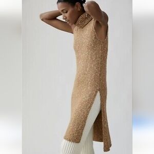 Anthropologie Sleeveless Tan Sweater Dress